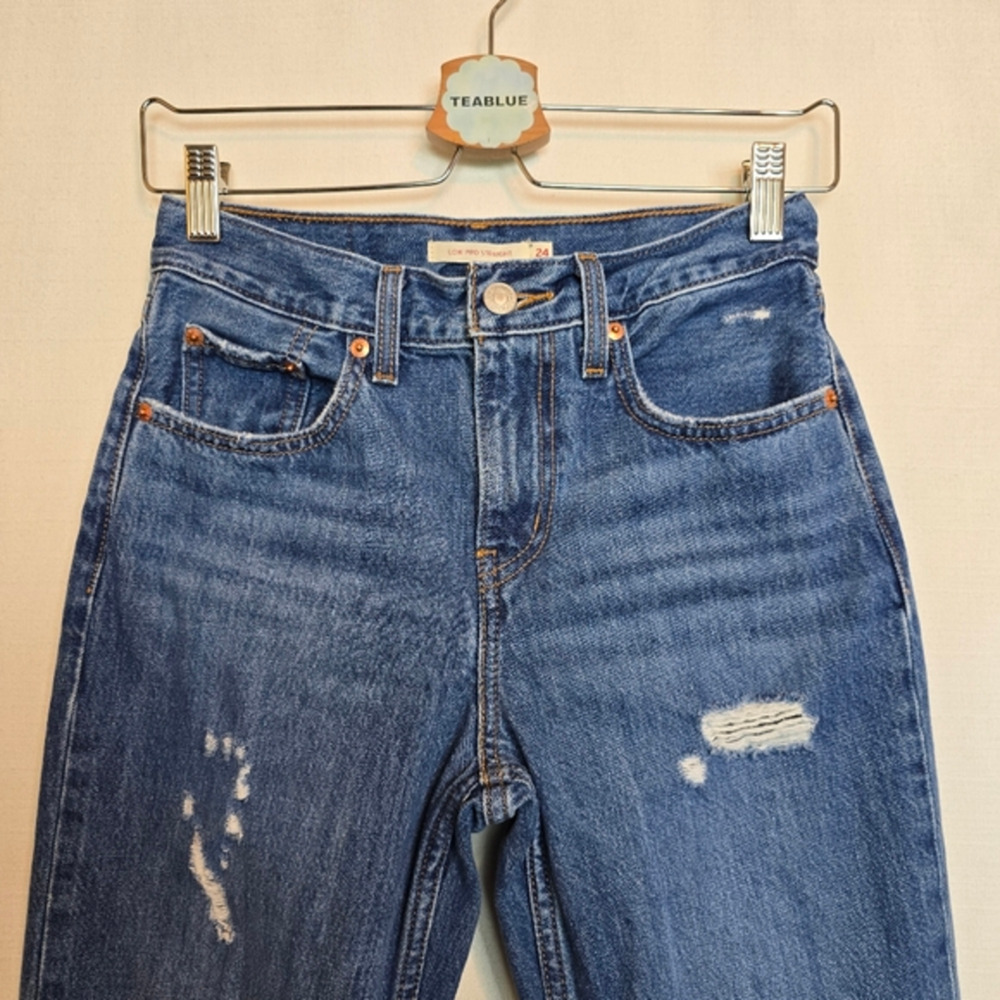 🔴 3/$30 Levi's 24×30.5 Low Pro Amplify It Medium Wash Straight Leg Jean - Picture 7 of 13